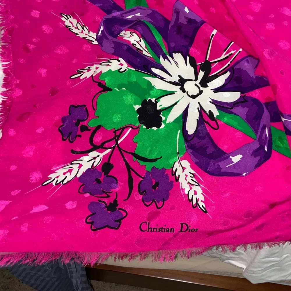RARE vintage Christian Dior large Floral Scarf